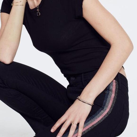 Mother High Waisted Looker Ankle Fray Guilty Glitter Racer 26 - Picture 5 of 16